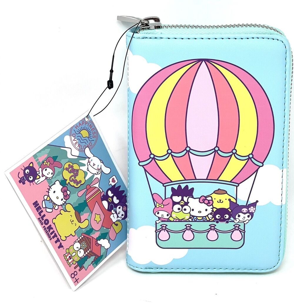 Loungefly Hello Kitty Friends Hot Air Balloon Zip Around Wallet Badtz Maru NWT